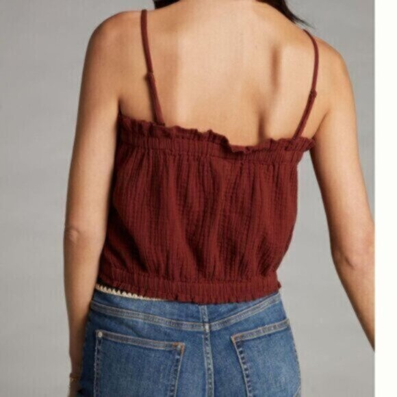 Anthropologie April Gauzy Tank Crimson Sz XL - Picture 10 of 12